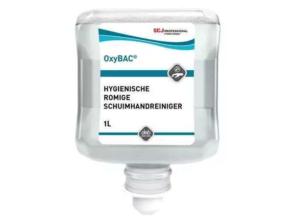 Een Handreiniger SCJ Oxy Bac Foam Wash antibacteriëel parfumvrij 1liter koop je bij Van Leeuwen Boeken- en kantoorartikelen