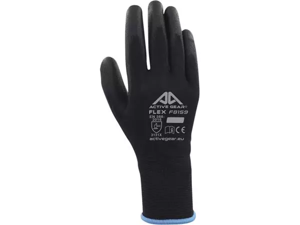 Een Handschoen ActiveGear grip PU-flex zwart medium koop je bij Van Leeuwen Boeken- en kantoorartikelen