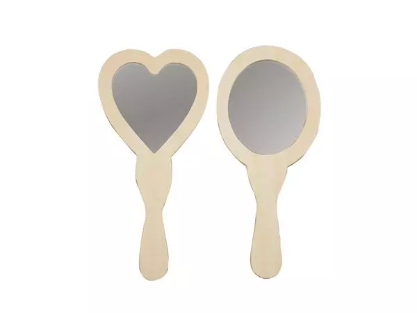 Een Handspiegel Creativ Company hart en ovaal 23-24cm hout koop je bij Totaal Kantoor Goeree