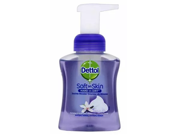 Een Handzeep Dettol Orchide antibacterieel foam 250ml met pomp koop je bij Goedkope Kantoorbenodigdheden