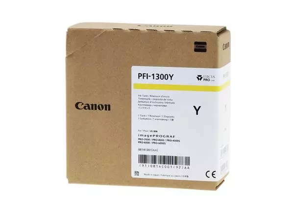 Een Inktcartridge Canon PFI-1300 geel koop je bij Van Hoye Kantoor BV