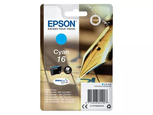 Een Inktcartridge Epson 16 T1622 blauw koop je bij QuickOffice BV