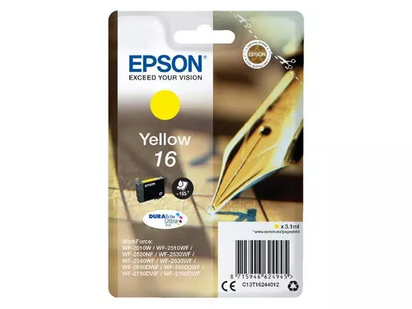 Een Inktcartridge Epson 16 T1624 geel koop je bij NiceSupplies.nl