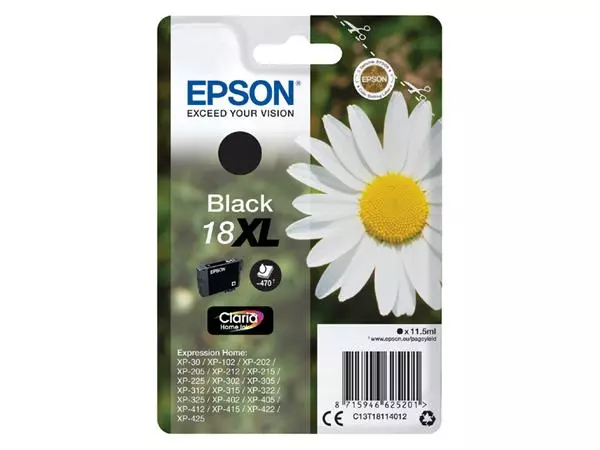 Een Inktcartridge Epson 18XL T1811 zwart koop je bij Alles voor uw kantoor