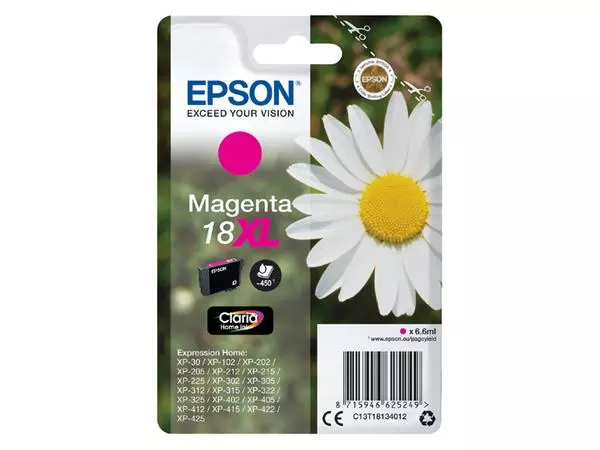 Een Inktcartridge Epson 18XL T1813 rood koop je bij QuickOffice BV