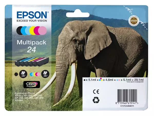 Buy your Inktcartridge Epson 24 T2428 foto HD zwart + 5 kleuren at QuickOffice BV