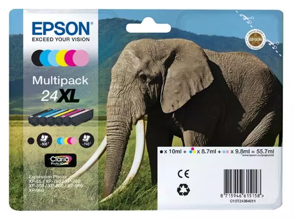 Een Cartouche d’encre Epson 24 T2438 photo noir+5 couleurs koop je bij QuickOffice BV