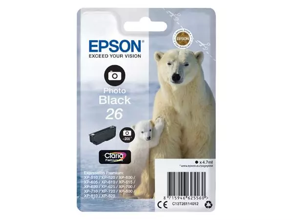 Een Inktcartridge Epson 26 T2611 foto zwart koop je bij QuickOffice BV