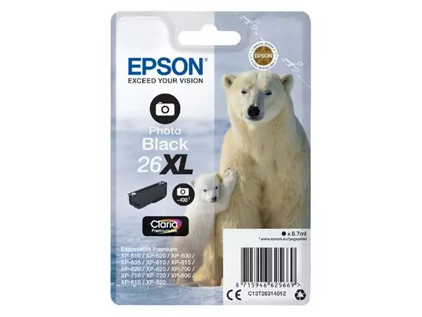 Een Inktcartridge Epson 26XL T2631 foto zwart koop je bij Van Hoye Kantoor BV