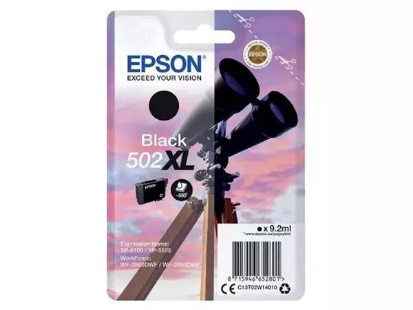 Inktcartridge Epson 502XL T02W1 zwart