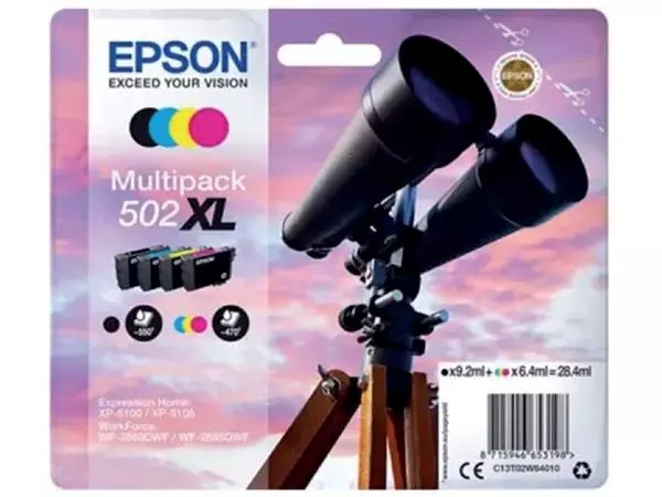 Buy your Inktcartridge Epson 502XL T02W6 zwart + 3 kleuren at QuickOffice BV