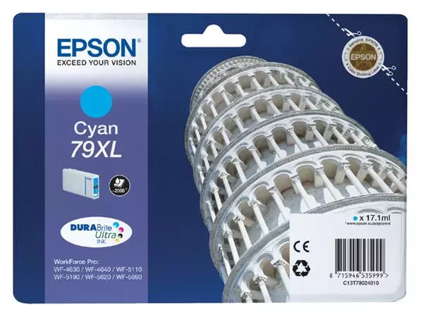 Een Inktcartridge Epson 79XL T7902 blauw koop je bij Alles voor uw kantoor