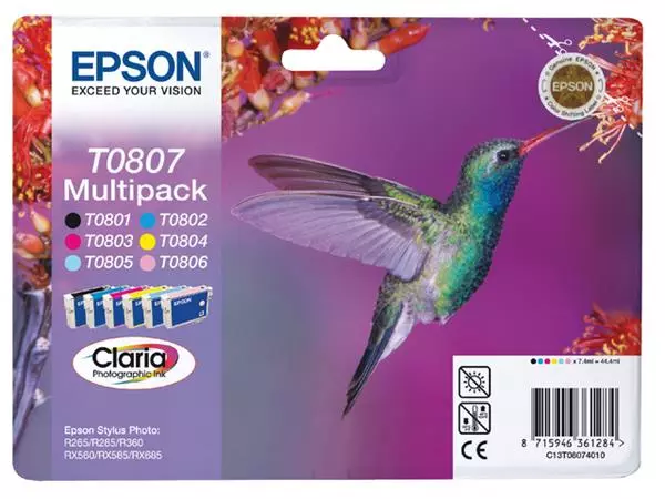 Buy your Inktcartridge Epson T0807 zwart + 5 kleuren at QuickOffice BV