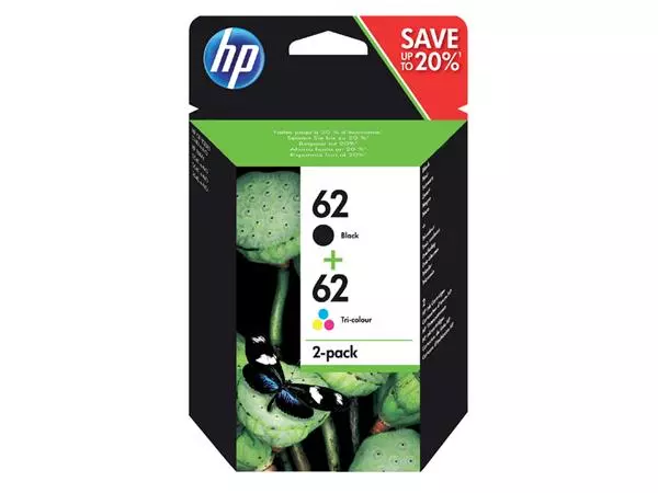 Een Inktcartridge HP N9J71AE 62 zwart + kleur koop je bij Van Hoye Kantoor BV