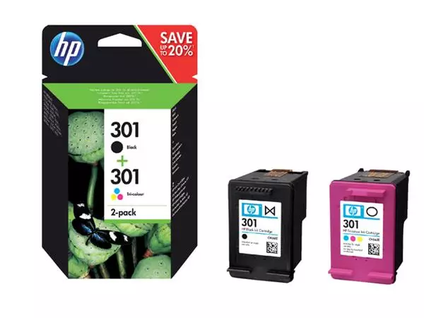 Inktcartridge HP N9J72AE 301 zwart + kleur