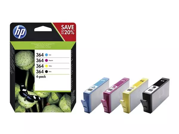 Inktcartridge HP N9J73AE 364 zwart + 3 kleuren