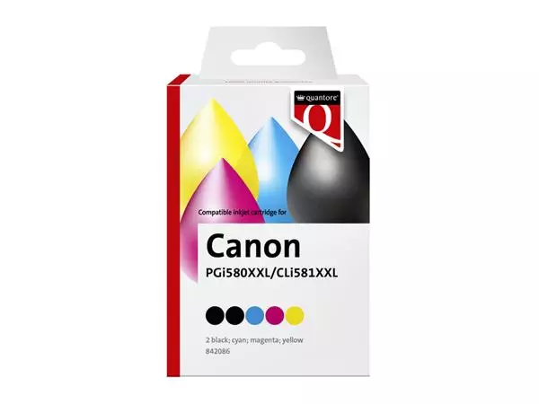 Inktcartridge Quantore alternatief tbv Canon PGI-580XXL CLI-581XXL 2x zwart + 3 kleuren