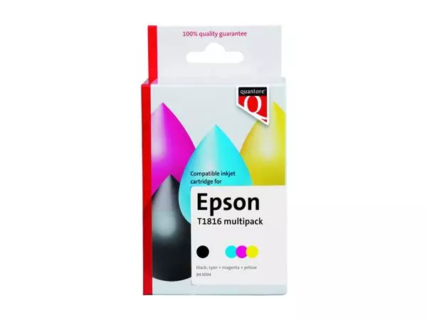 Een Inktcartridge Quantore alternatief tbv Epson 18XL T1816 zwart 3 kleuren koop je bij Van Leeuwen Boeken- en kantoorartikelen