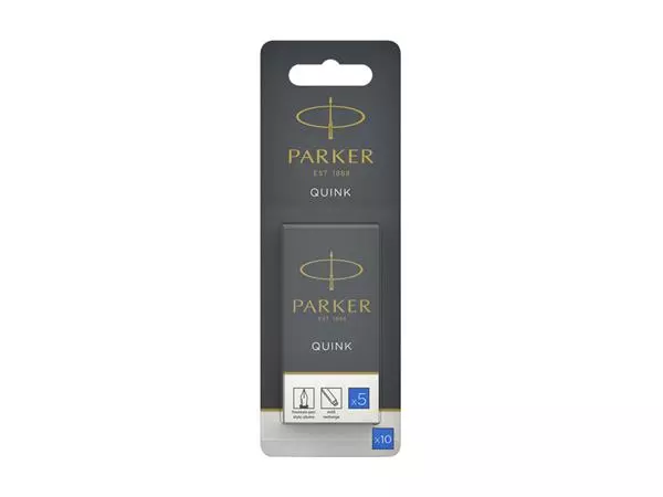 Een Inktpatroon Parker Quink uitwasbaar blauw blister à 10 stuks koop je bij Kantoorvakhandel van der Heijde