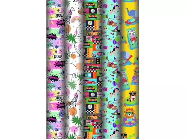 Inpakpapier Haza Kids Colors 200x70cm assorti