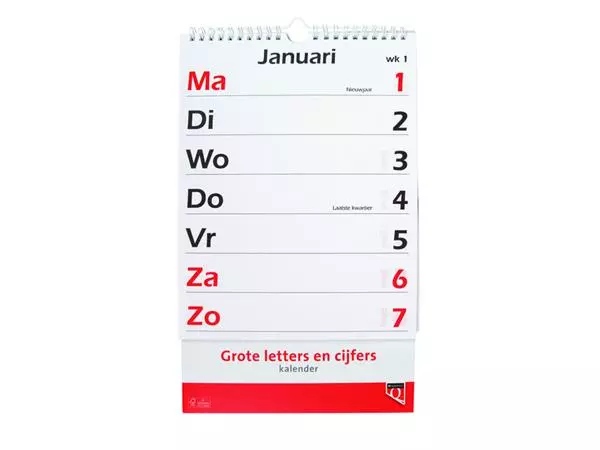 Een Kalender 2024 met grote letters en cijfers Quantore koop je bij Van Leeuwen Boeken- en kantoorartikelen