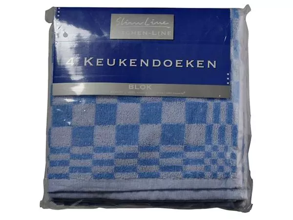 Een Keukendoek Felicia katoen blauw/wit 50x50cm 4 stuks koop je bij KantoorProfi België BV