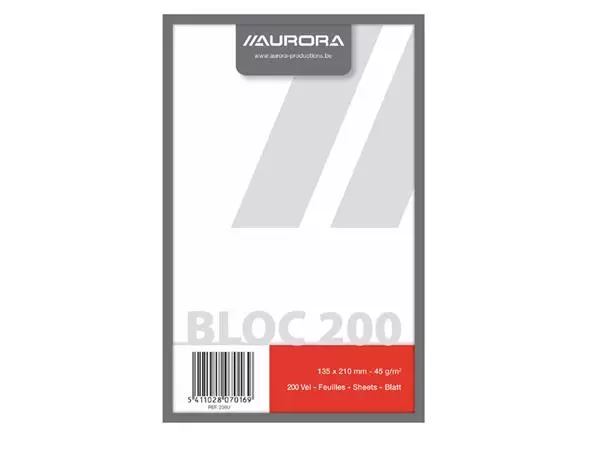 Kladblok Aurora 135x210mm blanco 200 vel 45gr