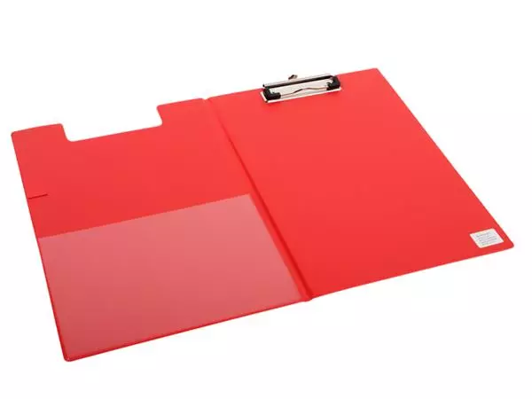 Een Klembordmap Quantore A4 staand PVC rood met 100mm klem + penlus koop je bij Goedkope Kantoorbenodigdheden