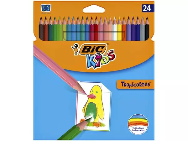 Een Kleurpotloden BicKids Tropicolors assorti blister à 24 stuks koop je bij EconOffice
