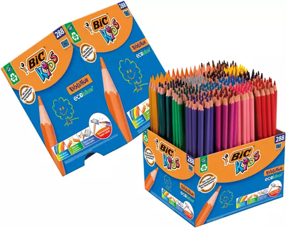 Een Kleurpotloden BicKids Evolution ecolutions assorti schoolbox à 288 stuks koop je bij KantoorProfi België BV