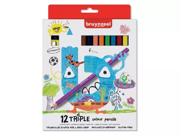 Een Kleurpotloden Bruynzeel Kids Triple blister à 12 stuks assorti koop je bij KantoorProfi België BV