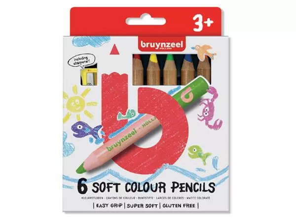 Een Kleurpotloden Bruynzeel Kids dik waskrijt blister à 6 stuks assorti koop je bij L&N Partners voor Partners B.V.