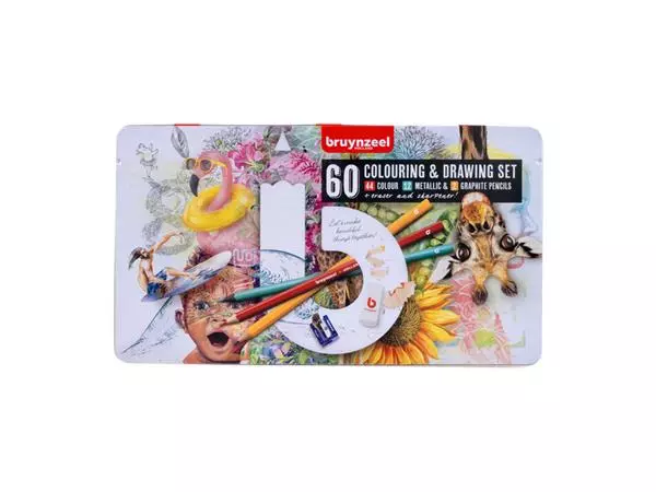 Buy your Colored pencils Bruynzeel creative artist tin 60 pieces assorted at QuickOffice BV