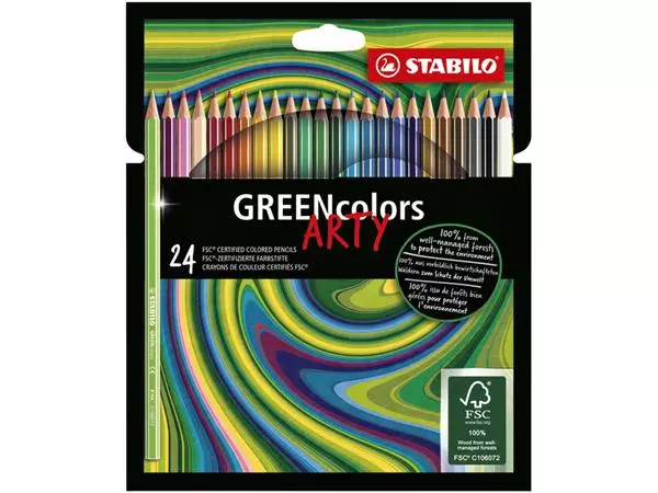 Een Kleurpotloden STABILO 6019 GREENcolors Arty assorti etui à 24 stuks koop je bij Van Hoye Kantoor BV