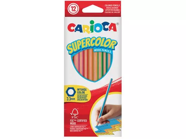Een Kleurpotlood Carioca Supercolor set à 12 kleuren koop je bij KantoorProfi België BV