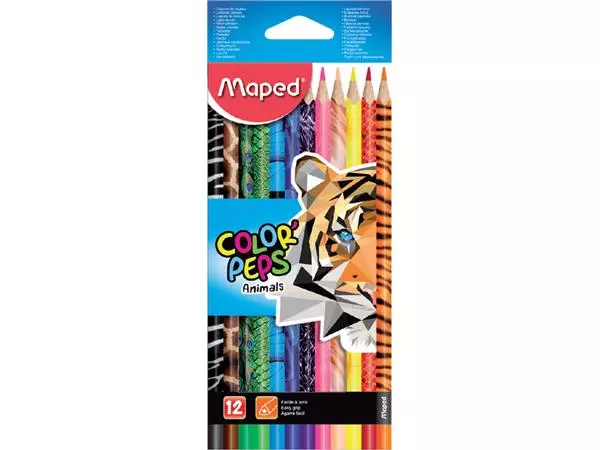 Een Kleurpotlood Maped Color'Peps Animals set á 12 kleuren koop je bij Van Hoye Kantoor BV