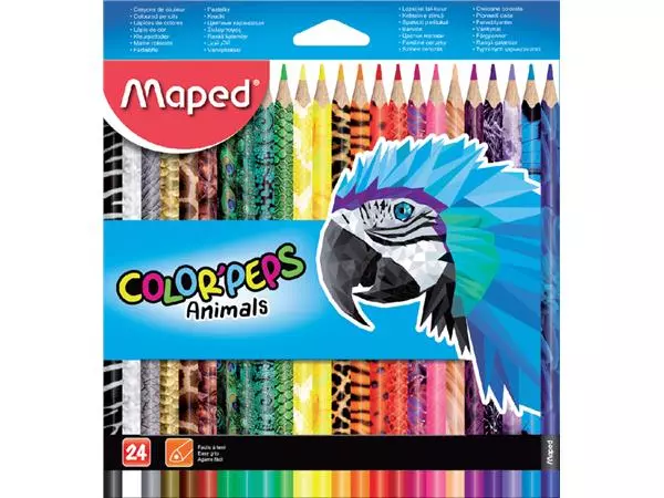 Een Kleurpotlood Maped Color'Peps Animals set á 24 kleuren koop je bij Totaal Kantoor Goeree