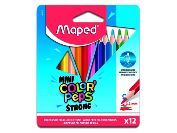 Een Kleurpotlood Maped Color'Peps Mini Strong set á 12 kleuren koop je bij Van Hoye Kantoor BV