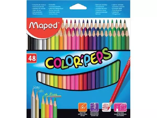 Een Kleurpotlood Maped Color'Peps set á 48 kleuren koop je bij Van Leeuwen Boeken- en kantoorartikelen