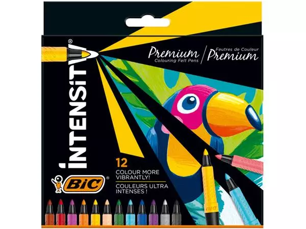 Een Kleurstift Bic Intensity Premium assorti etui à 12 stuks koop je bij Van Hoye Kantoor BV