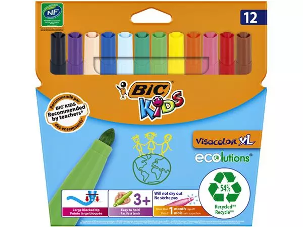 Een Kleurstift BicKids Visacolor XL Ecolutions assorti etui á 12 stuks koop je bij L&N Partners voor Partners B.V.