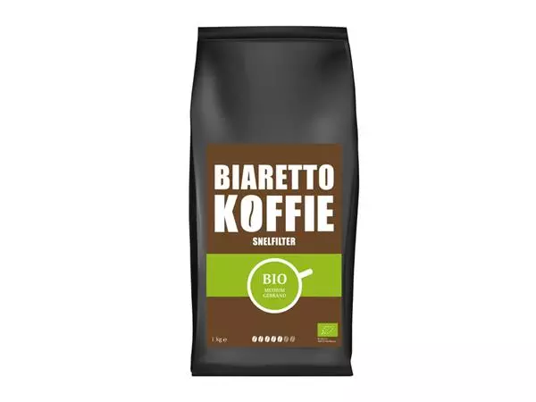 Een Koffie Biaretto snelfiltermaling regular biologisch 1000 gram koop je bij Van Leeuwen Boeken- en kantoorartikelen