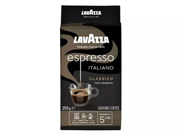 Een Koffie Lavazza gemalen Caffè Espresso 250gr koop je bij MV Kantoortechniek B.V.