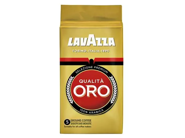 Een Koffie Lavazza gemalen Qualita Oro 250gr koop je bij MV Kantoortechniek B.V.