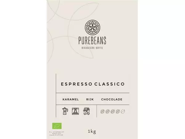 Een Koffie PureBeans snelfiltermaling Classico biologisch 1000 gram koop je bij Van Leeuwen Boeken- en kantoorartikelen