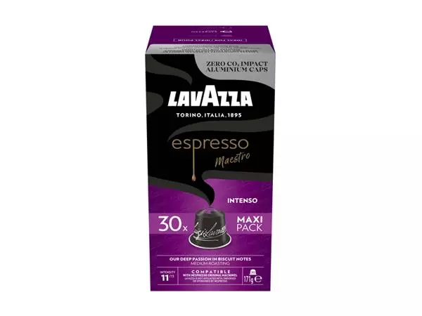 Een Koffiecups Lavazza espresso Intenso 30 stuks koop je bij MV Kantoortechniek B.V.