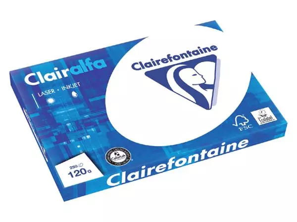 Een Kopieerpapier Clairefontaine Clairalfa A3 120gr wit 250vel koop je bij MV Kantoortechniek B.V.