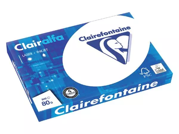 Een Kopieerpapier Clairefontaine Clairalfa A3 80gr wit 500vel koop je bij Totaal Kantoor Goeree