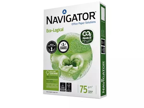 Een Kopieerpapier Navigator Eco-Logical CO2 A4 75gr wit 500vel koop je bij Van Leeuwen Boeken- en kantoorartikelen