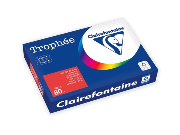 Kopieerpapier Trophée A4 80gr koraalrood 500 vel